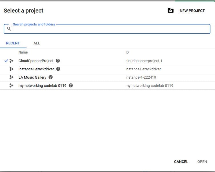 Open the project picker and choose New Project