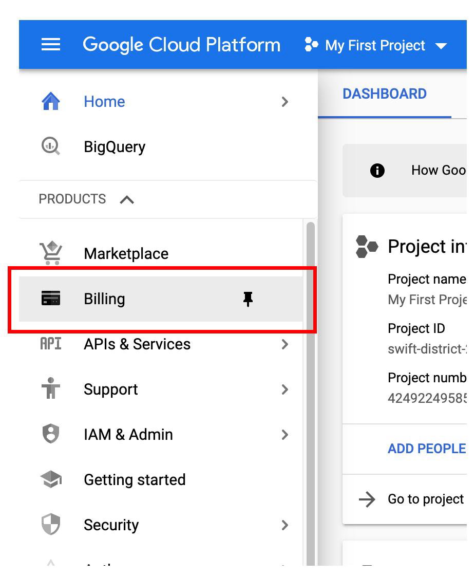 Billing in the left navigation menu