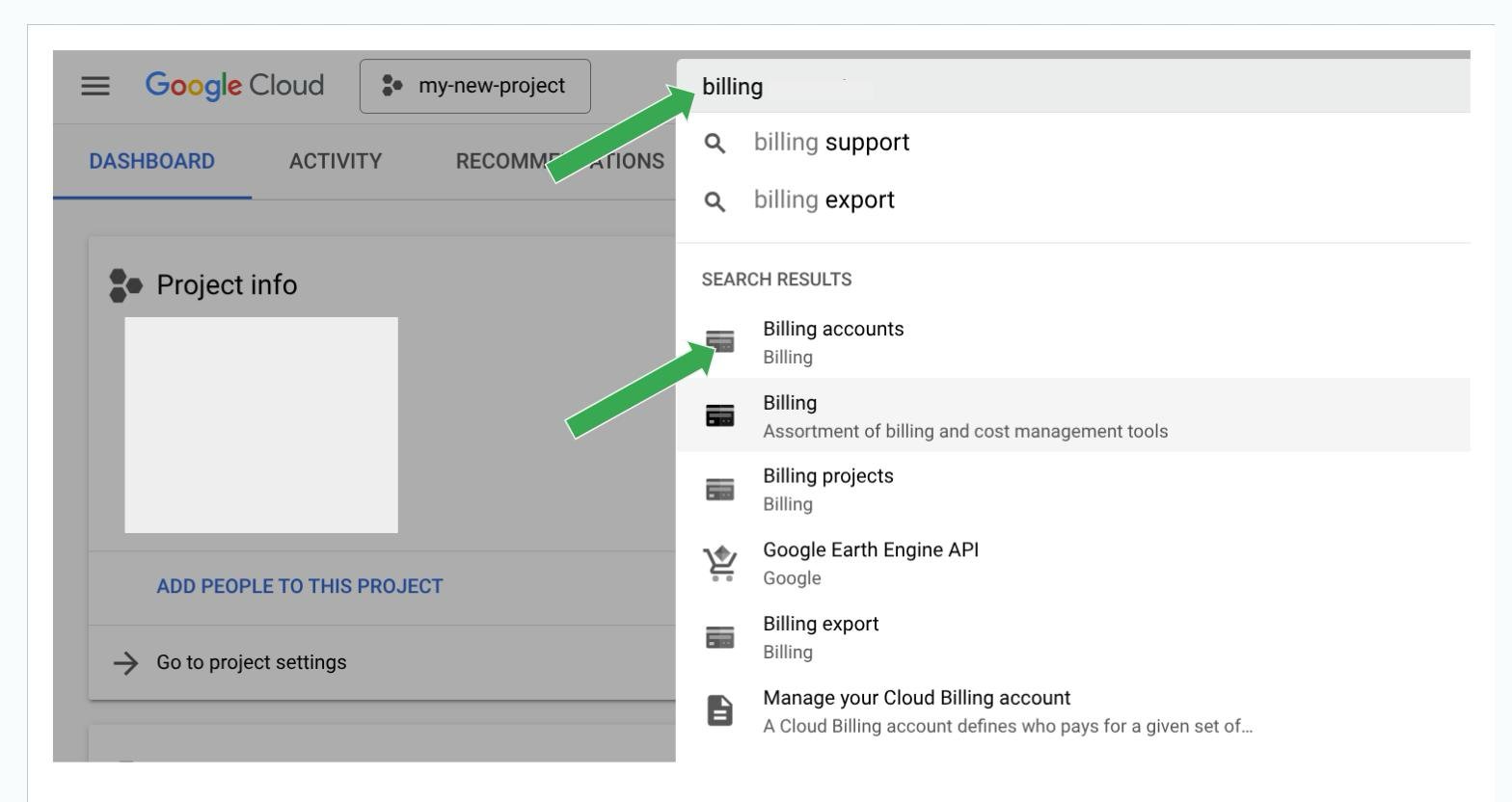 Find Billing accounts using the search bar