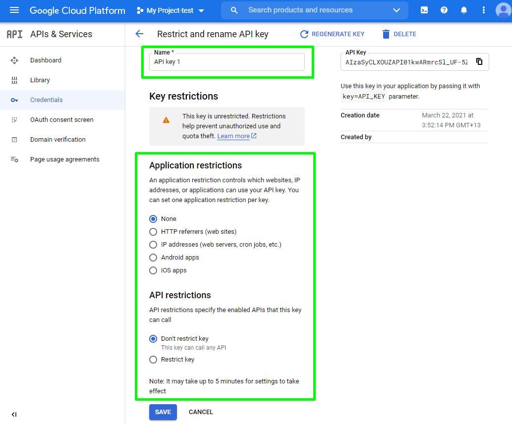 Go to the Credentials page from the Maps Platform docs