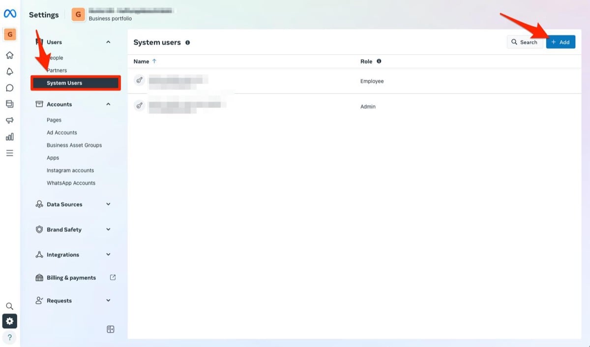 Add a System User in Business Settings