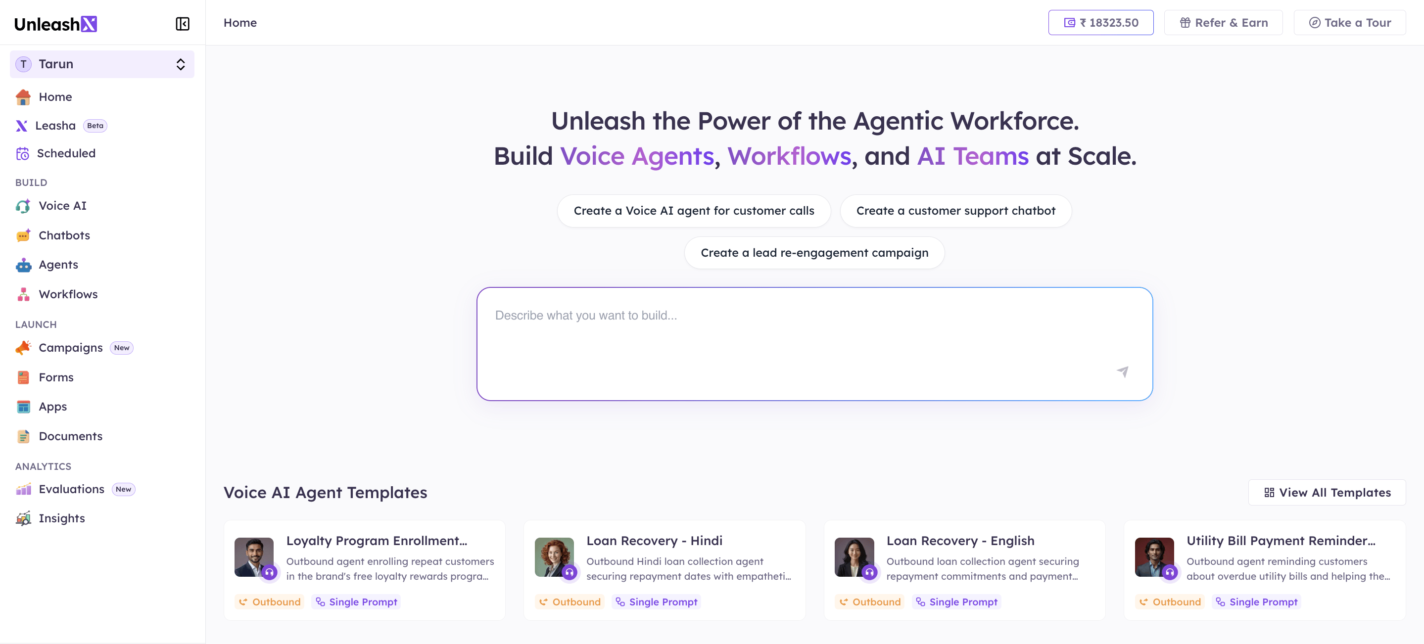 UnleashX home and sidebar