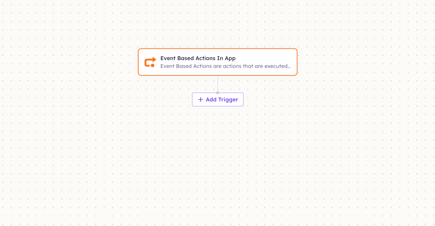Event Based Actions node with Add Trigger