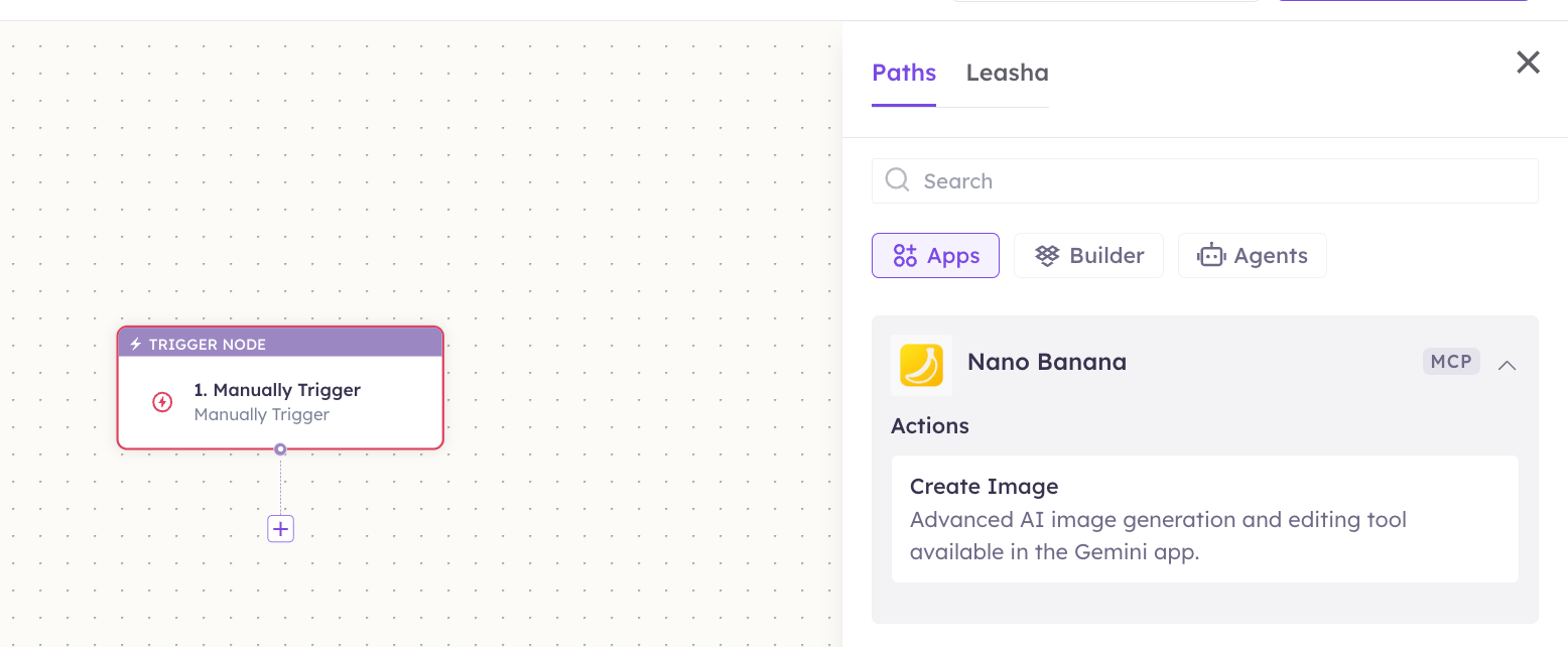 Nano Banana actions in the Apps panel
