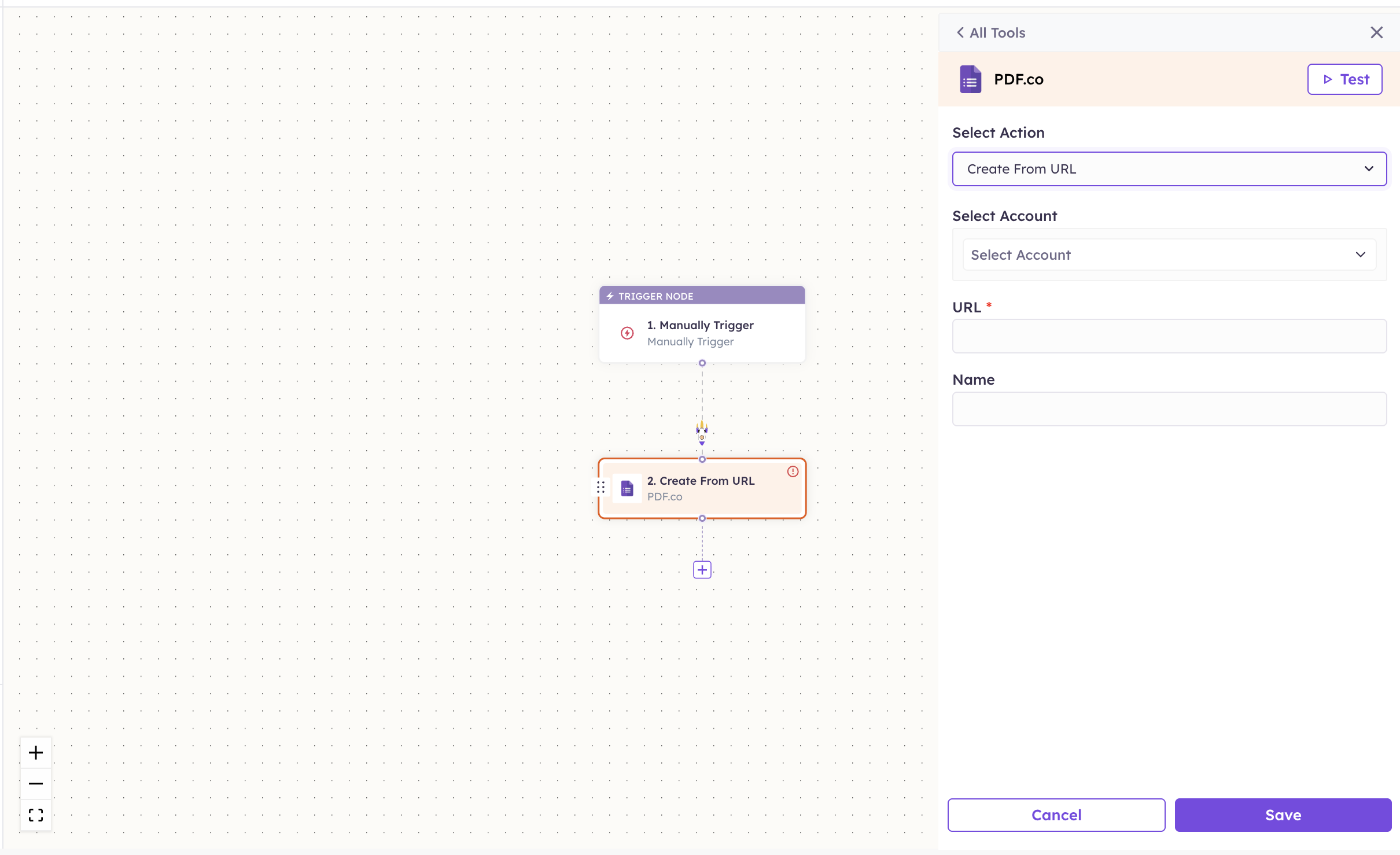 Configuring a PDF.co action step