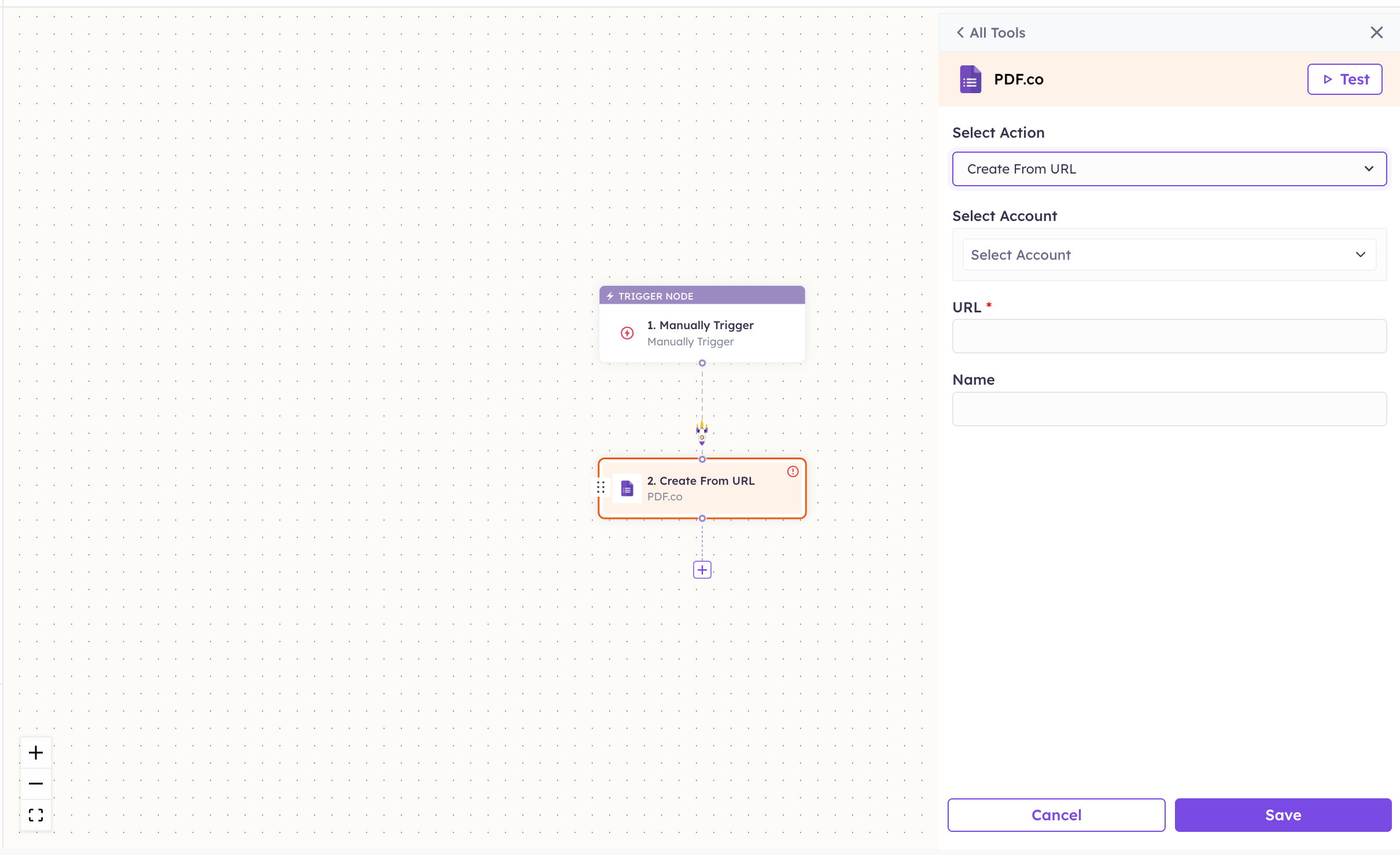 Configuring a PDF.co action step
