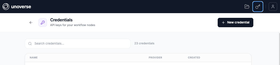 The Credentials page in Canvas