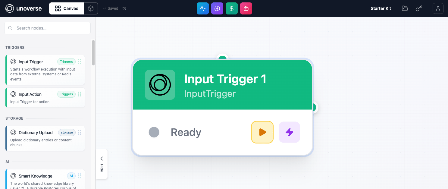 An Input Trigger node on the canvas