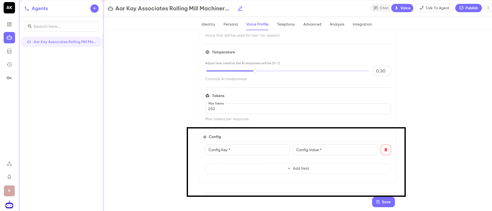Config Settings Screenshot