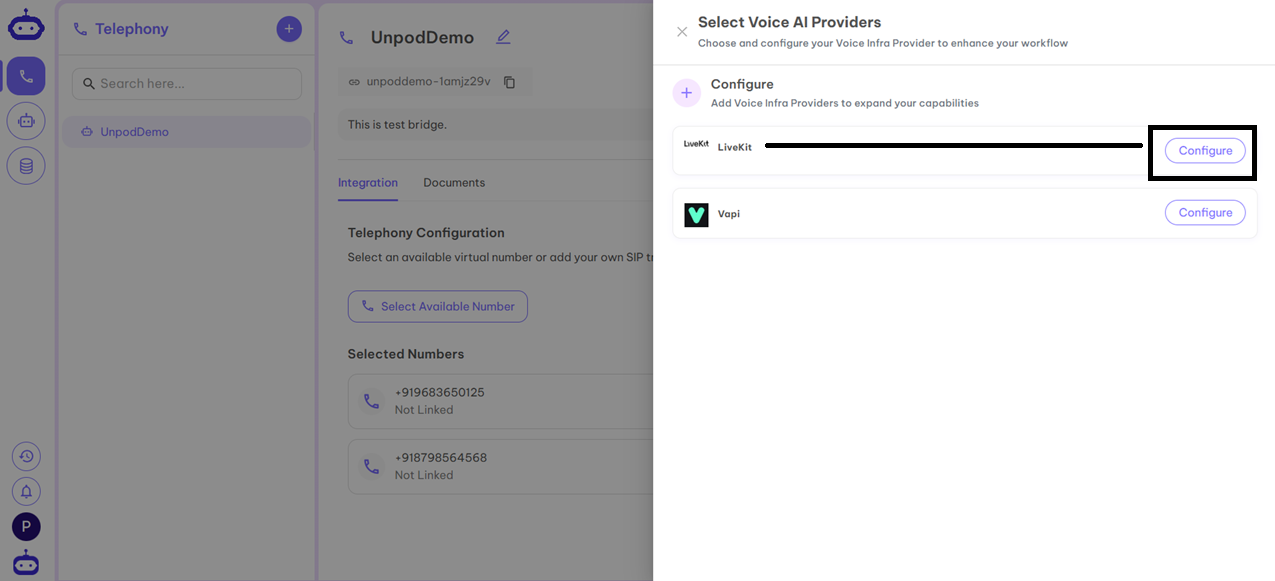 Telephony LiveKit Step 3