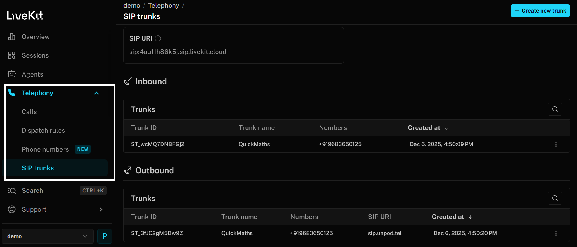LiveKit Platform Step 1