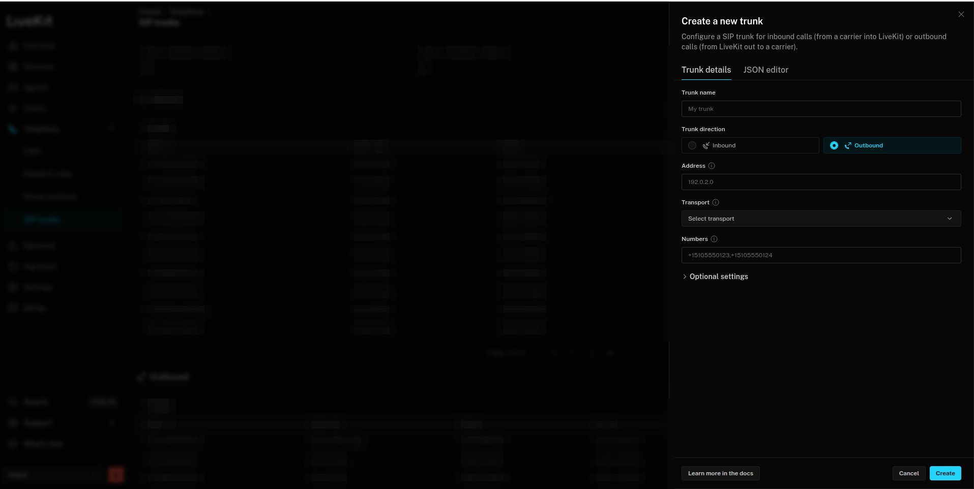 LiveKit - create outbound SIP trunk