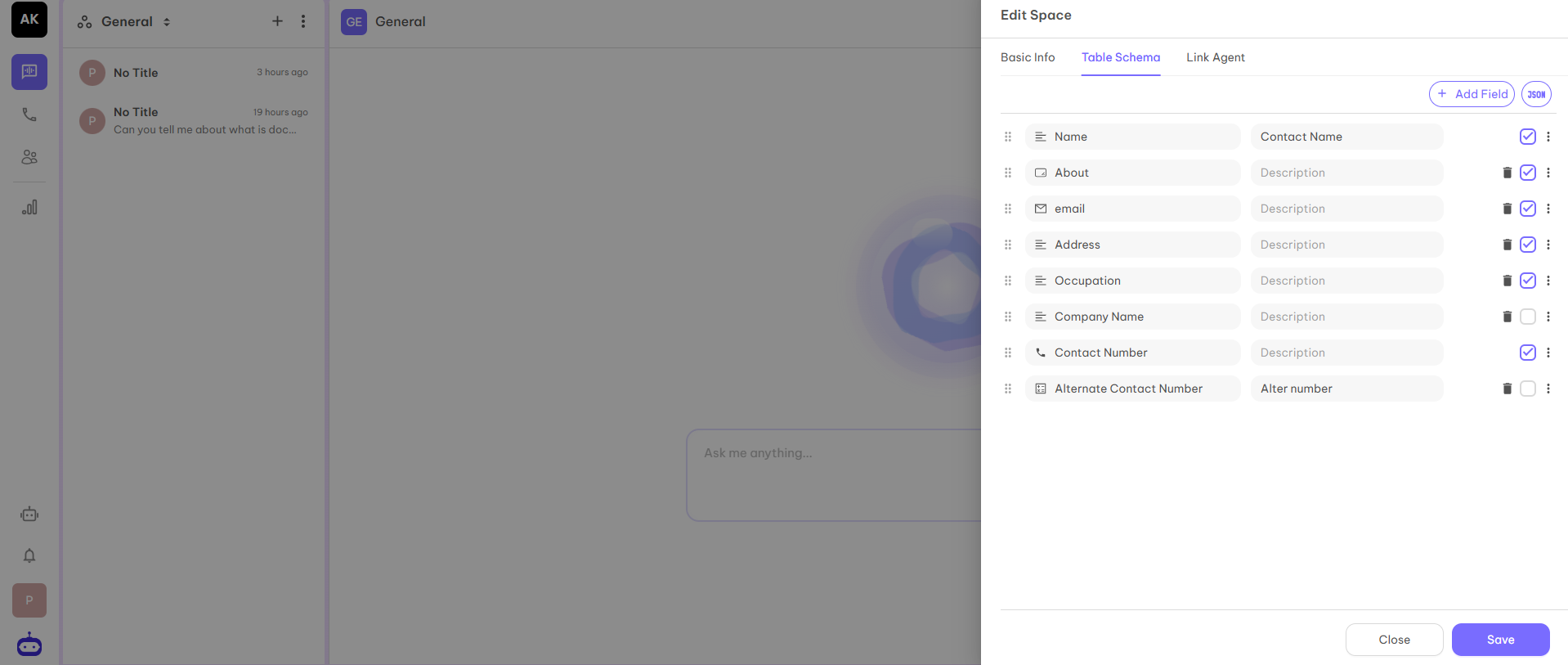 Table Schema Screenshot