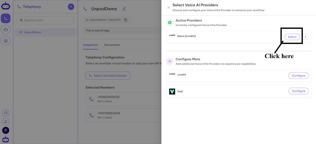 Telephony LiveKit Step 6