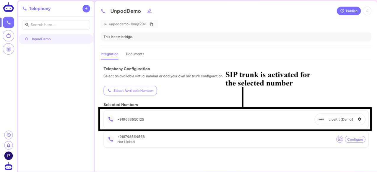 Telephony LiveKit Step 7