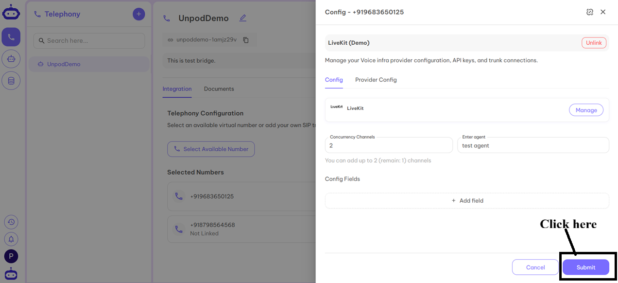 Telephony LiveKit Step 9