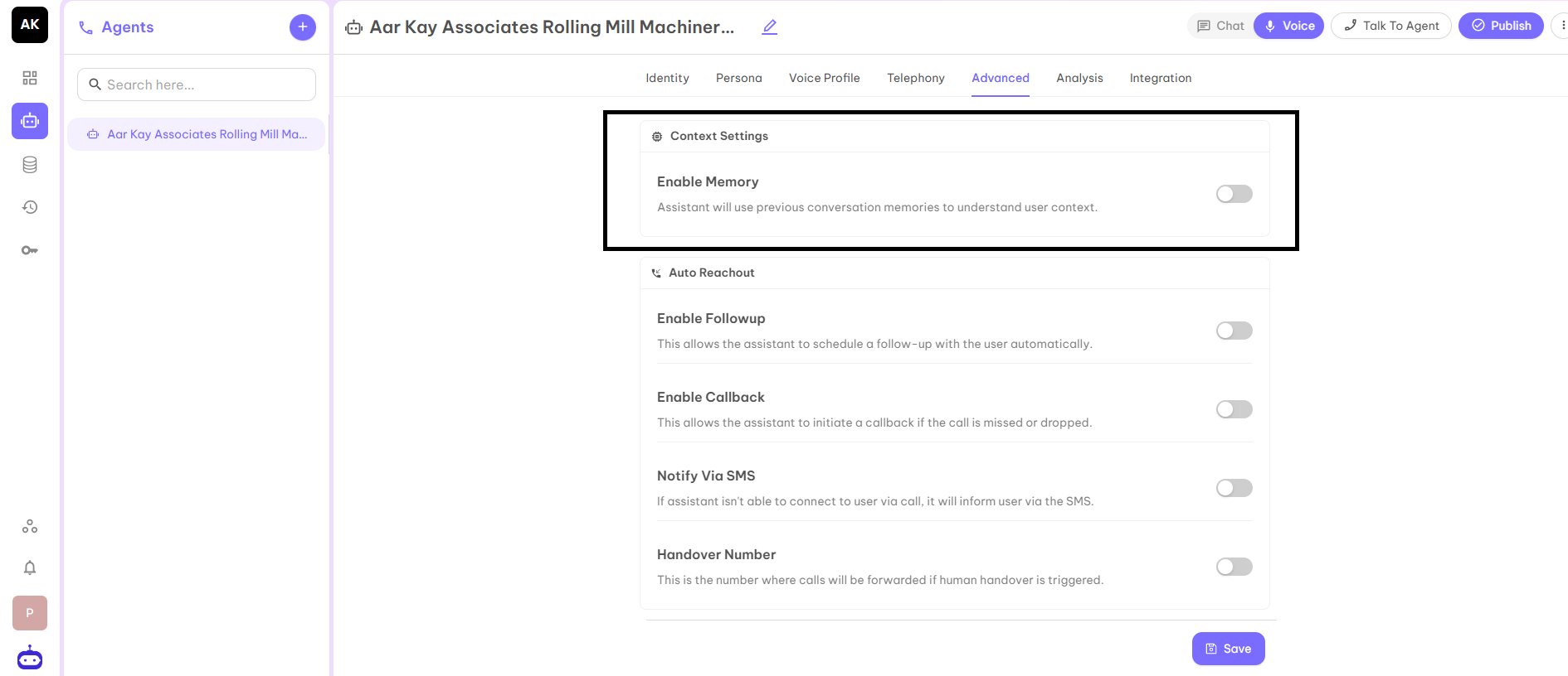 Advanced Settings Screenshot