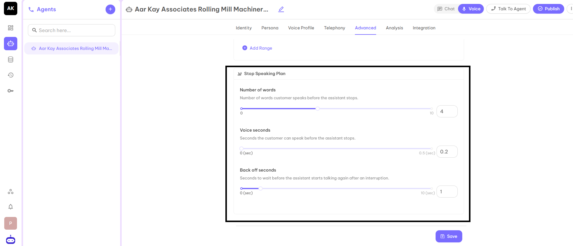 Stop Speaking Plan Screenshot