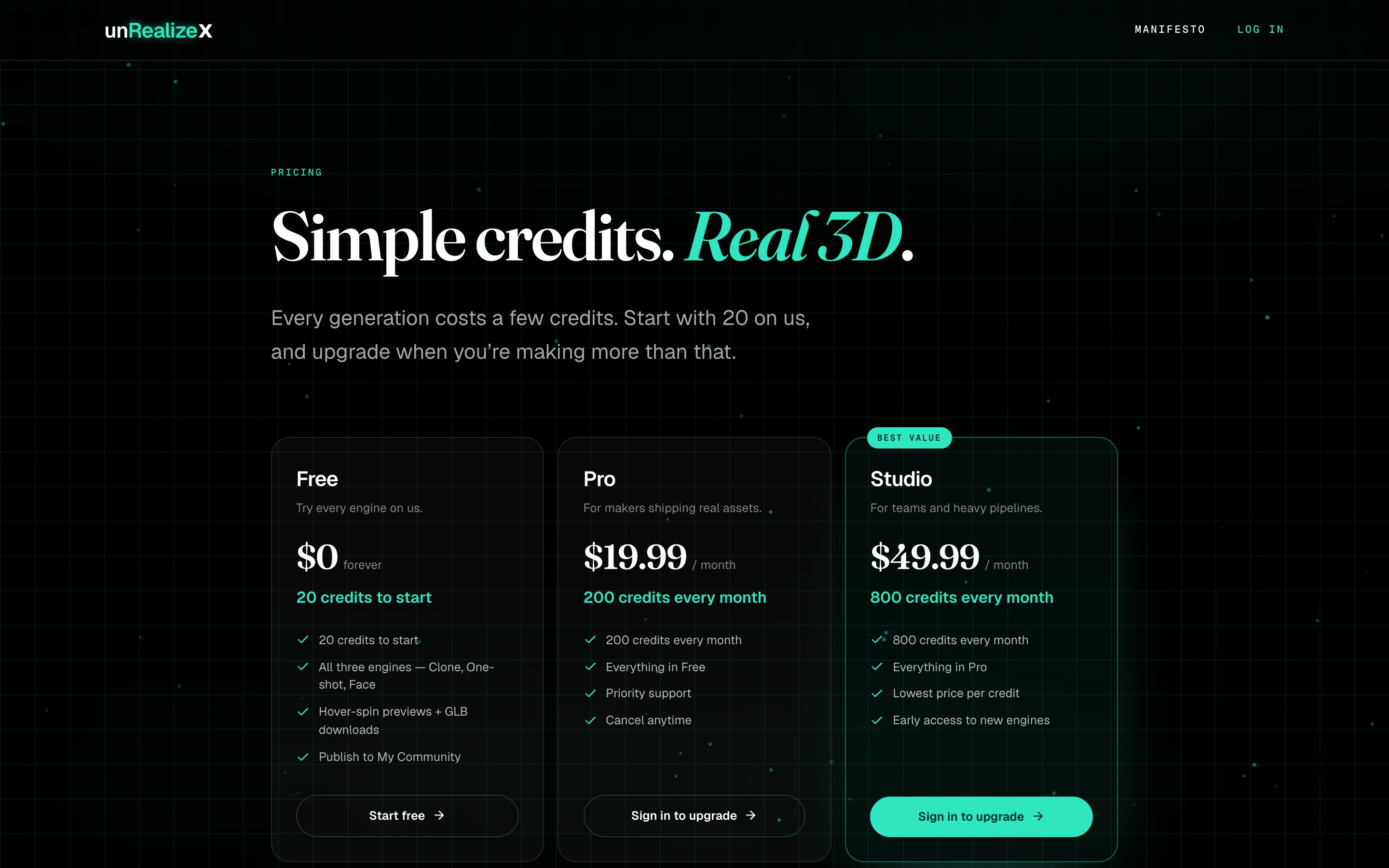 The pricing page