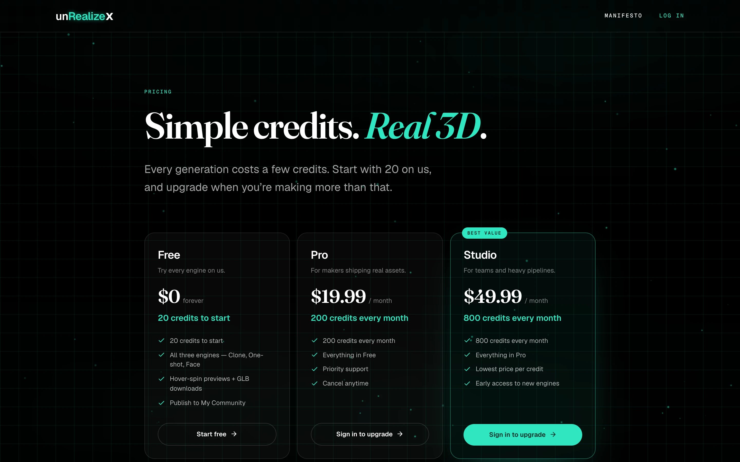 The pricing page
