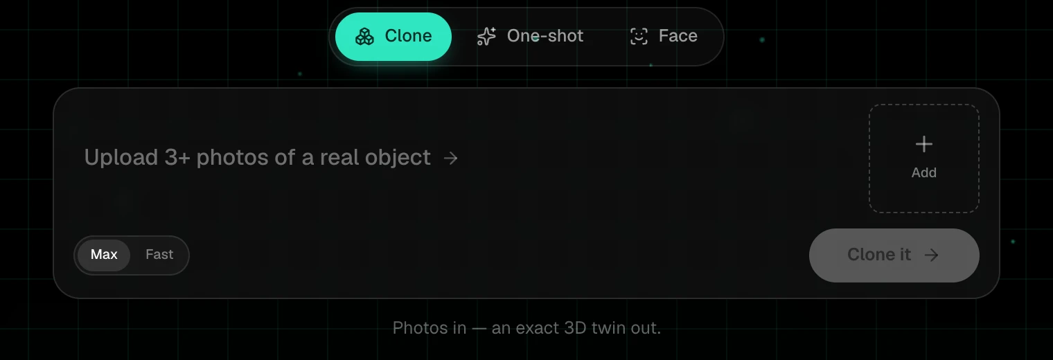 Clone selected in the mode switch, with the empty photo bar