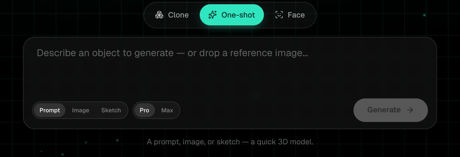 One-shot selected in the mode switch, with the Prompt input active