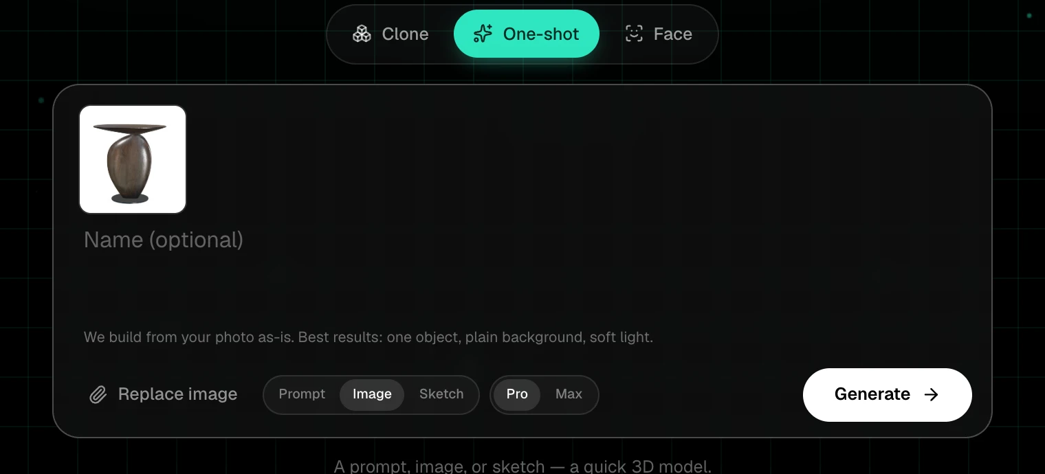 One-shot with a reference photo attached