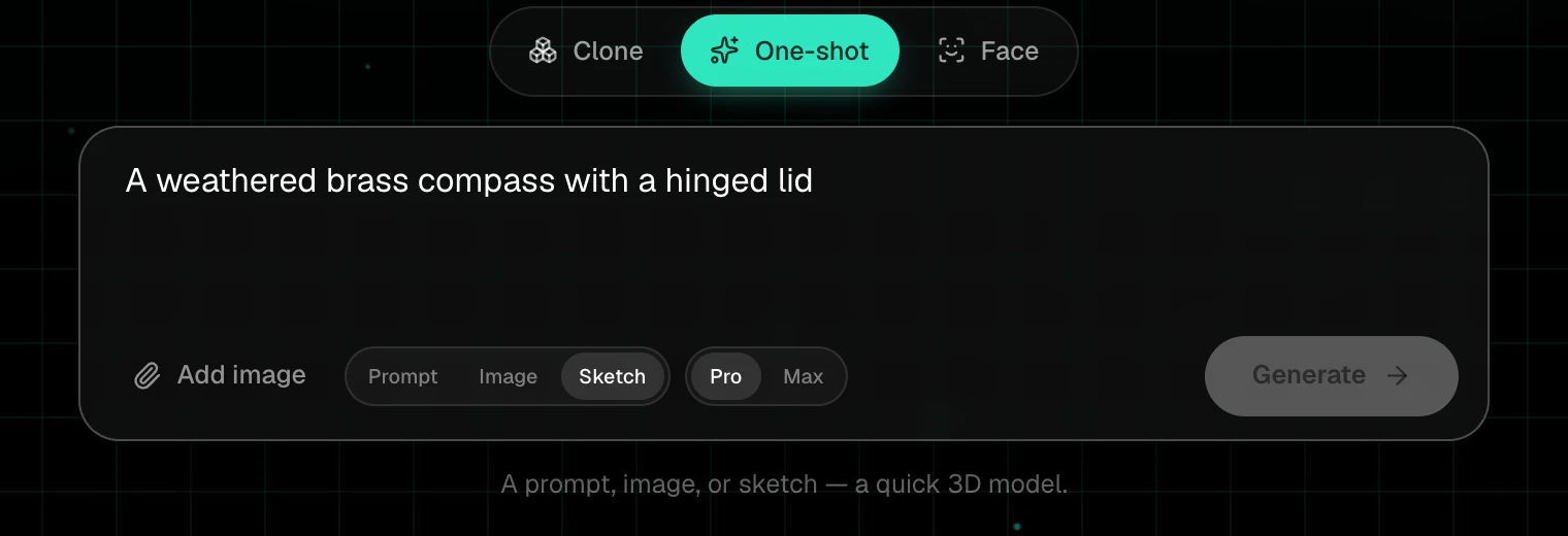 One-shot with the Sketch input selected