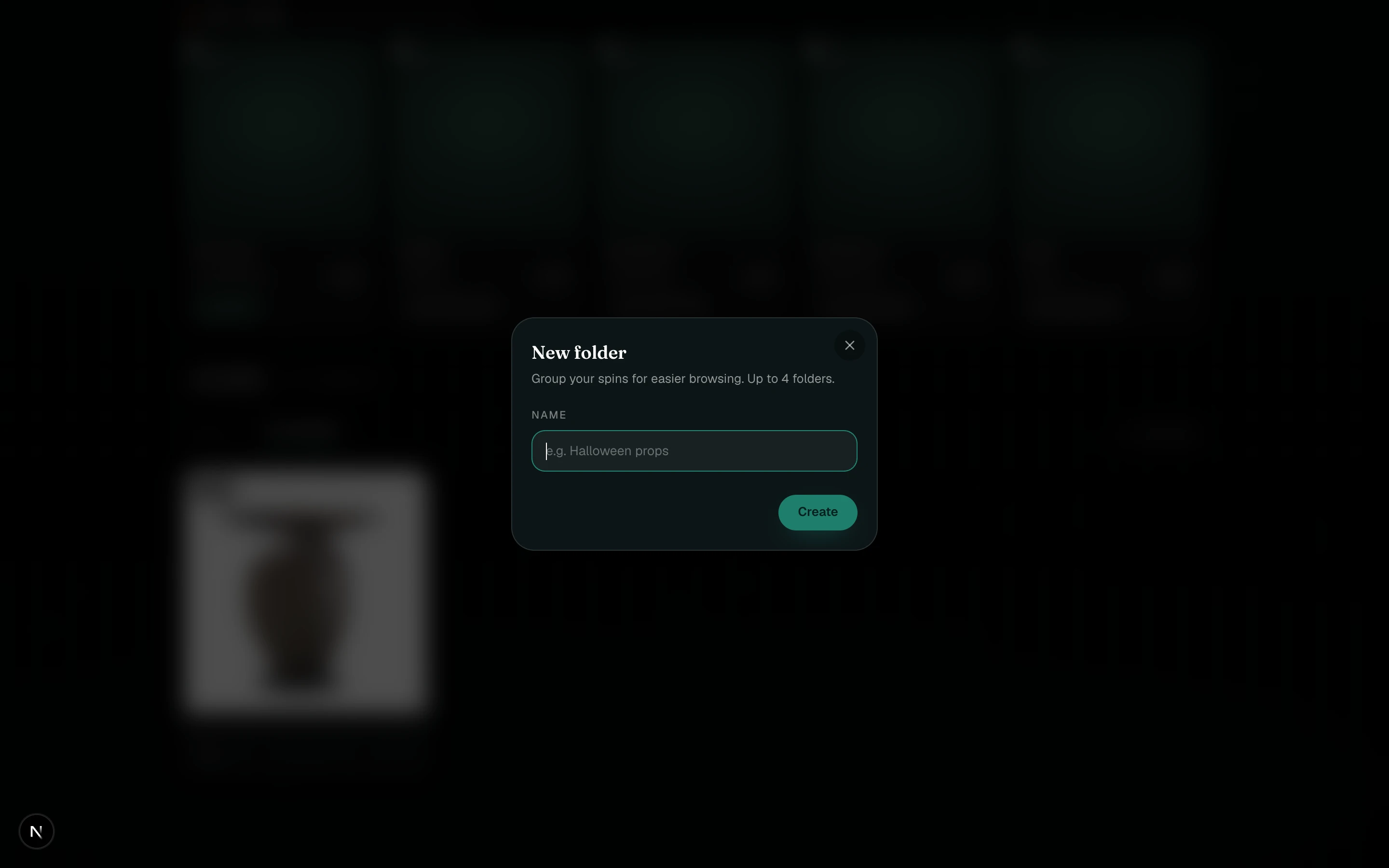 The New folder dialog