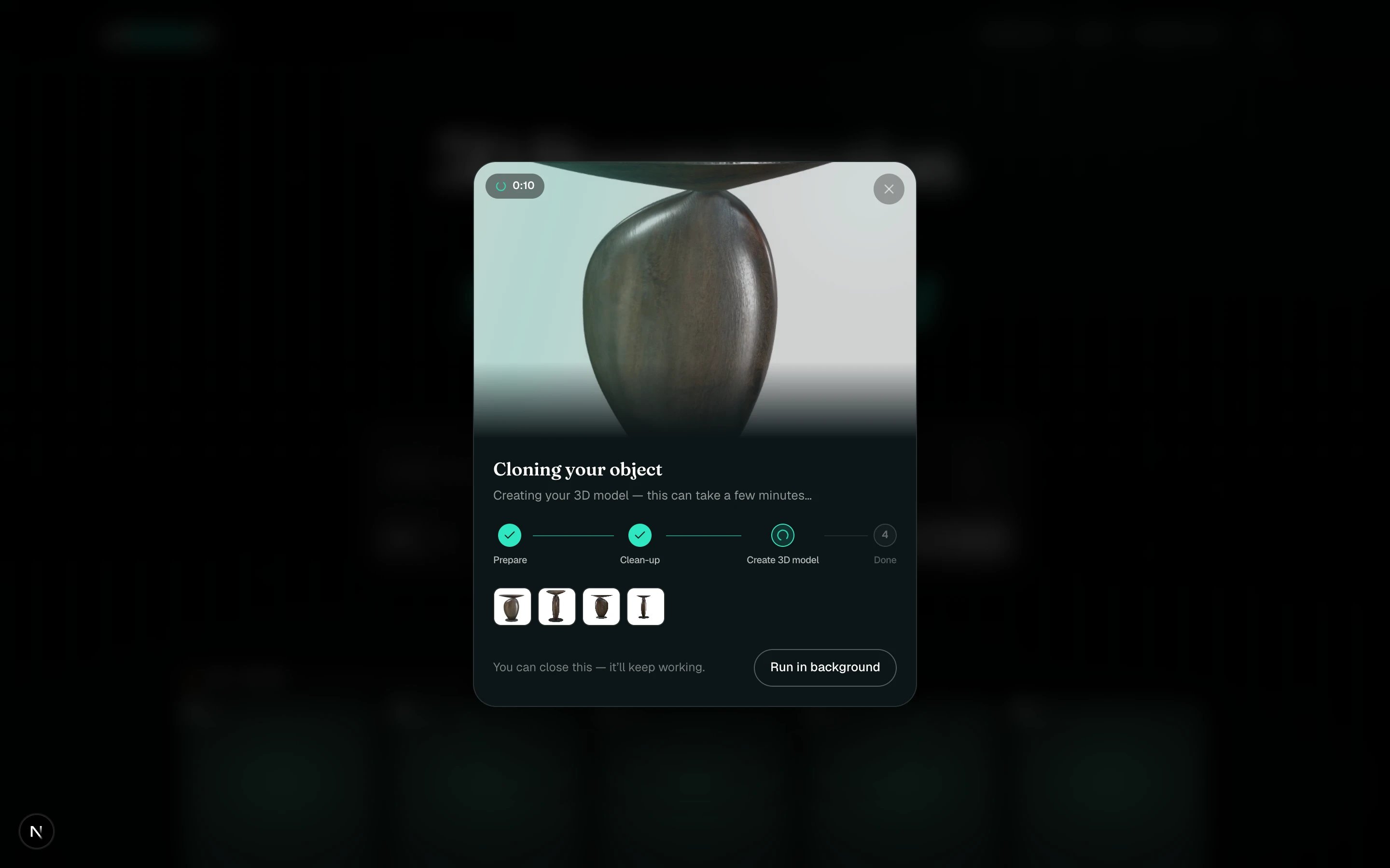 The progress card with its phases