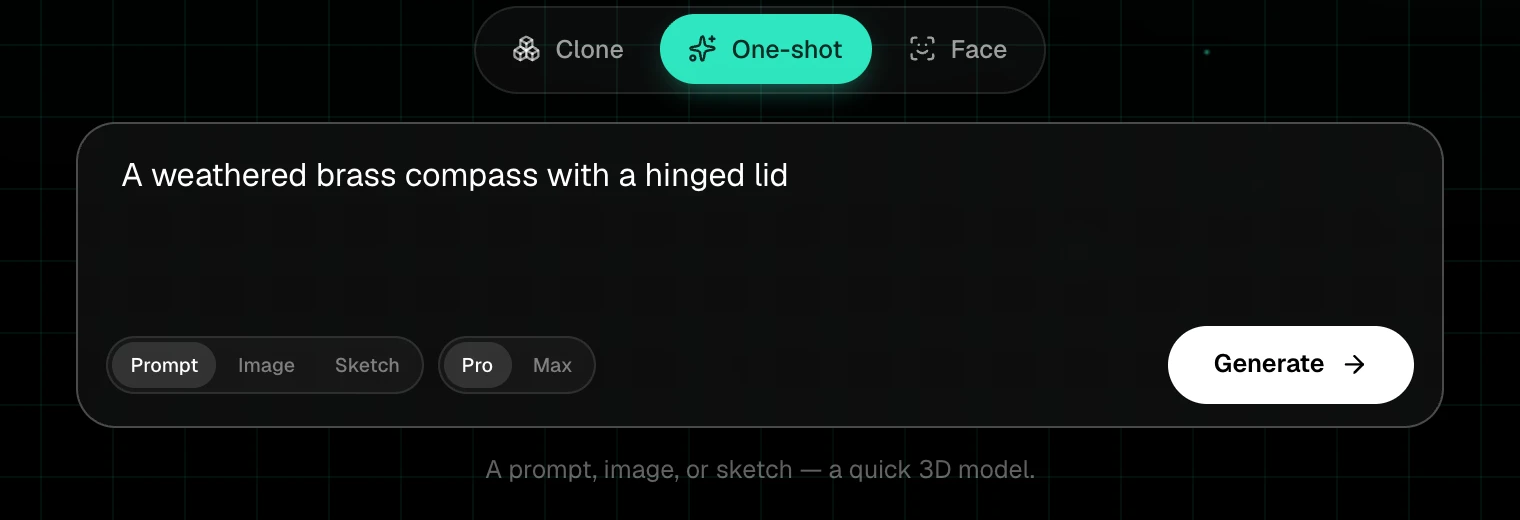 A prompt typed into the One-shot box