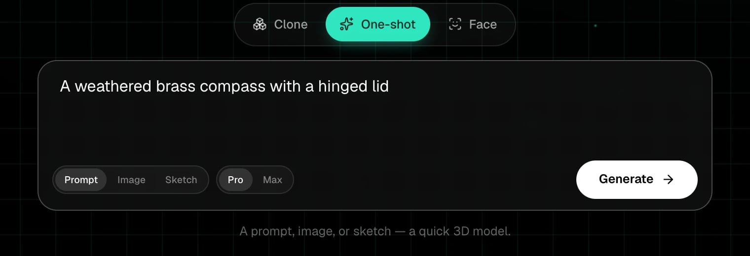 A prompt typed into the One-shot box