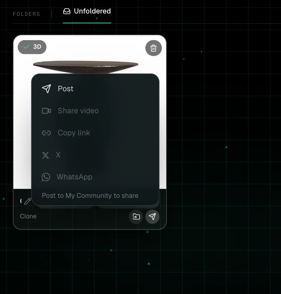The Share menu on a card