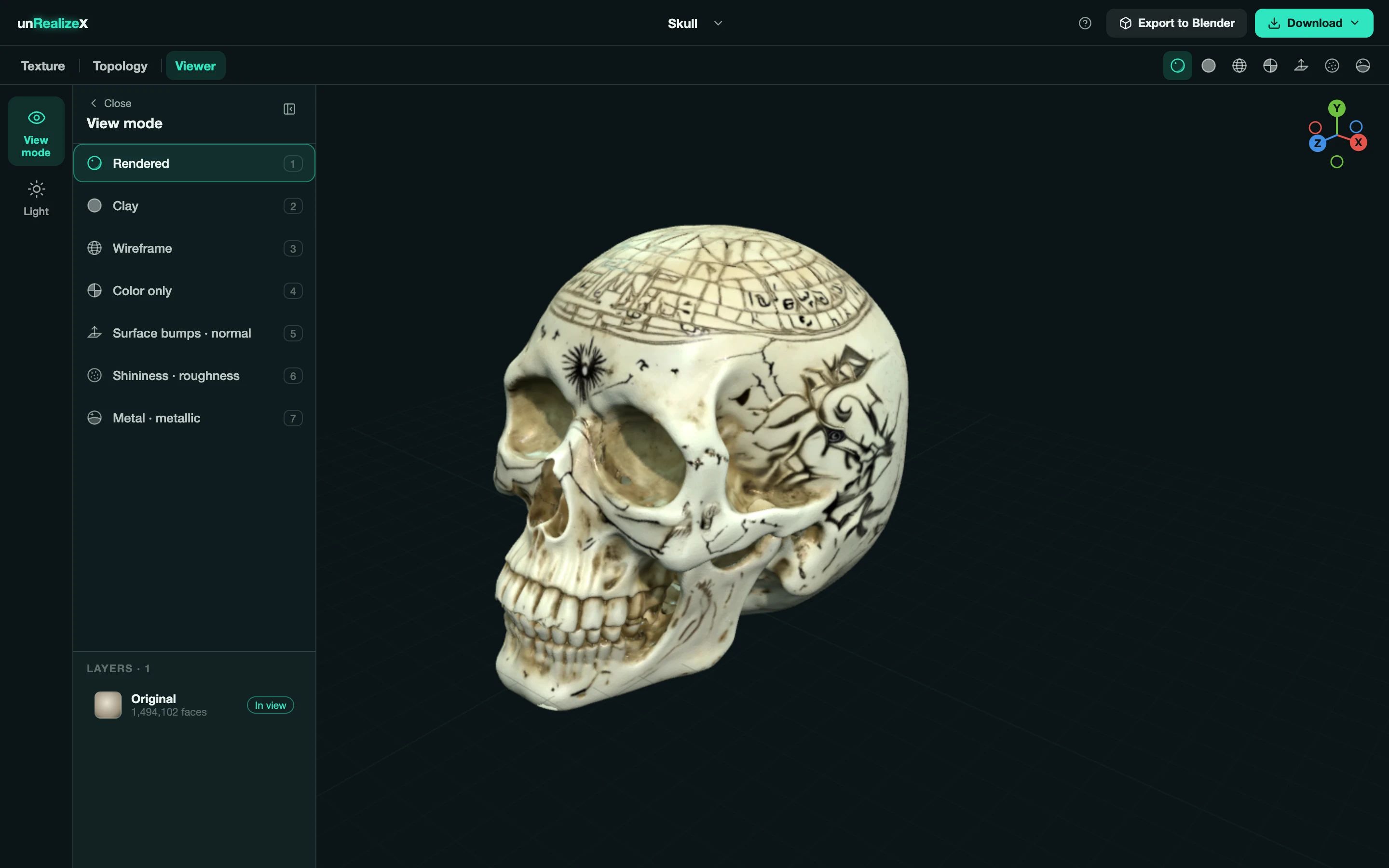 The View mode panel