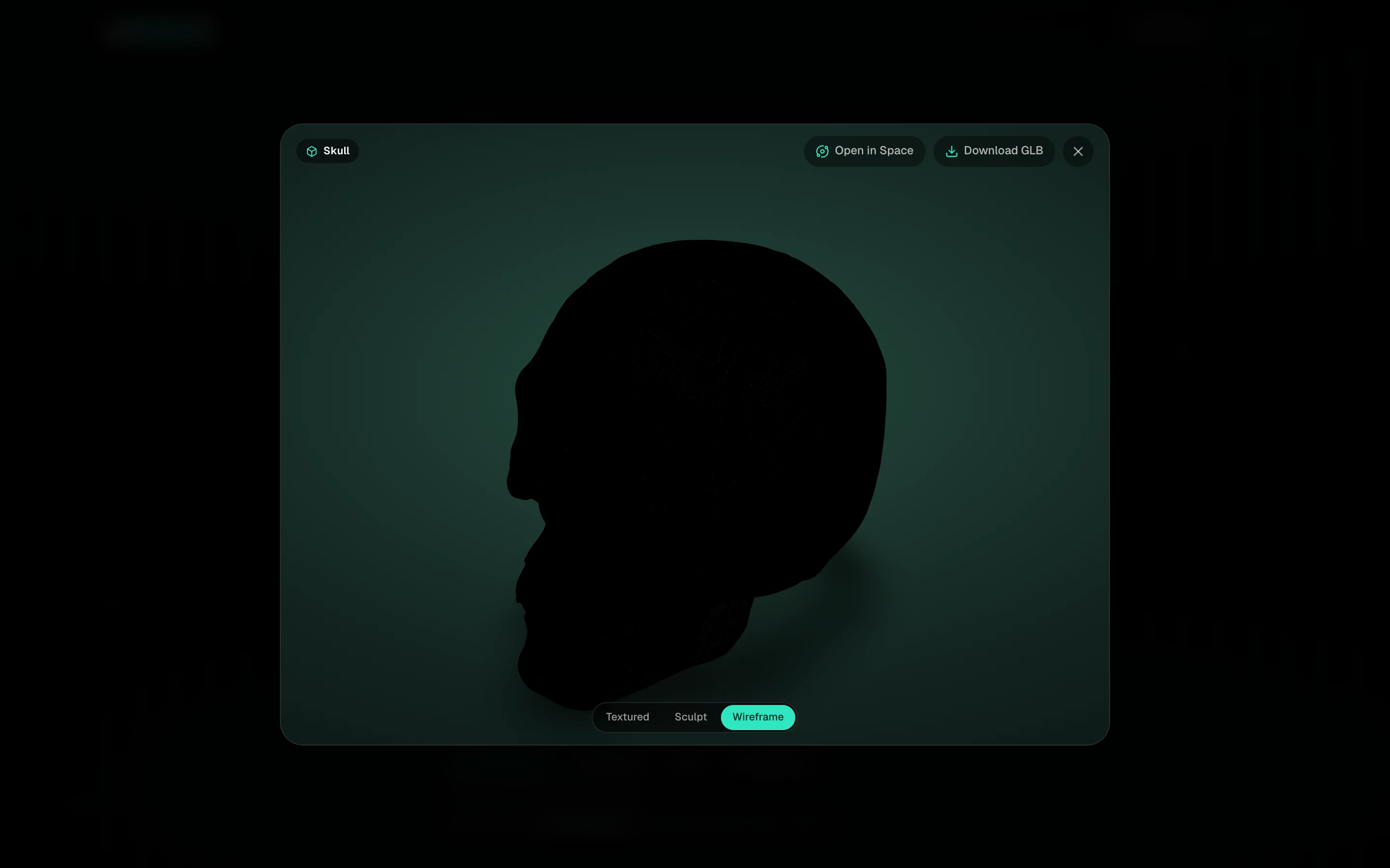 The model in Wireframe view