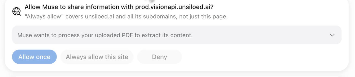 Muse asking for permission to share information with prod.visionapi.unsiloed.ai