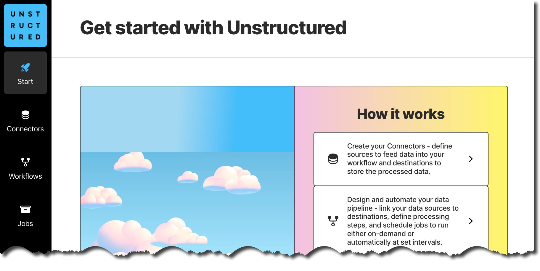 Partial view of the Unstructured UI