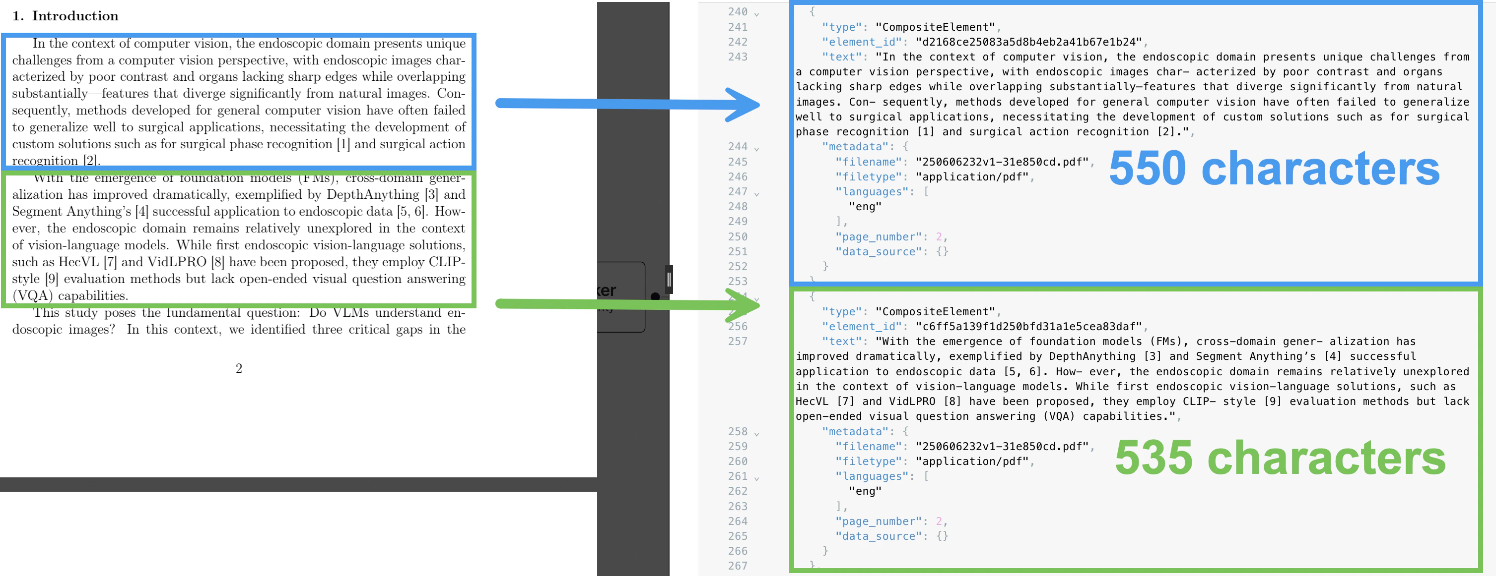 Chunking by similarity with a 1000-character hard limit and 0.5 similarity threshold