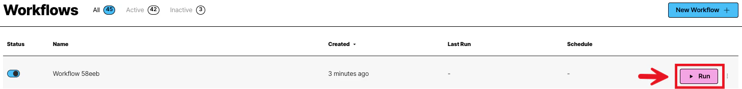 Running the workflow