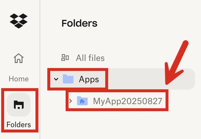 Selecting the app folder