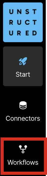 Workflows button on the sidebar