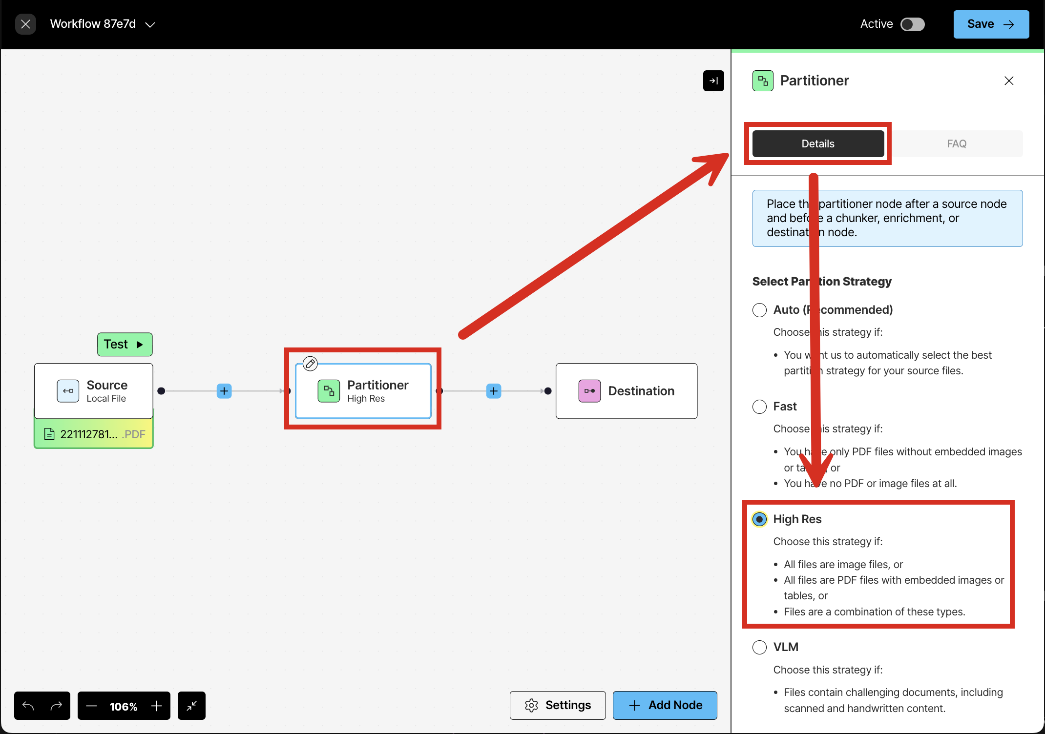 Selecting the High Res partitioning strategy