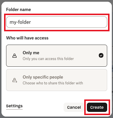 Finish creating the subfolder