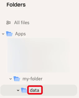 The data subfolder under the my-folder subfolder