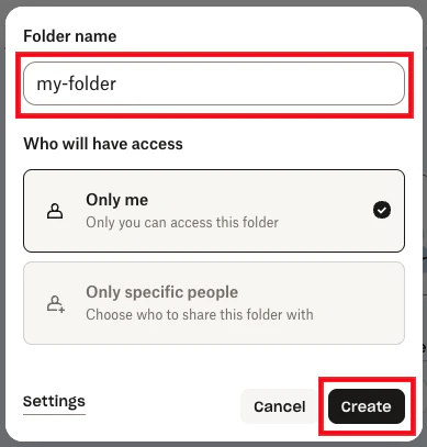 Finish creating the subfolder