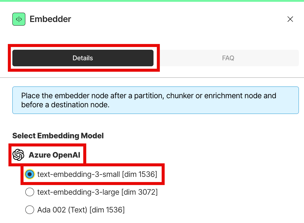 Selecting the embedding model