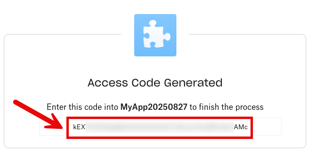 Viewing the generated access code