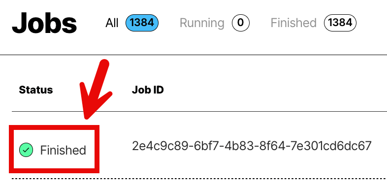Finished job status