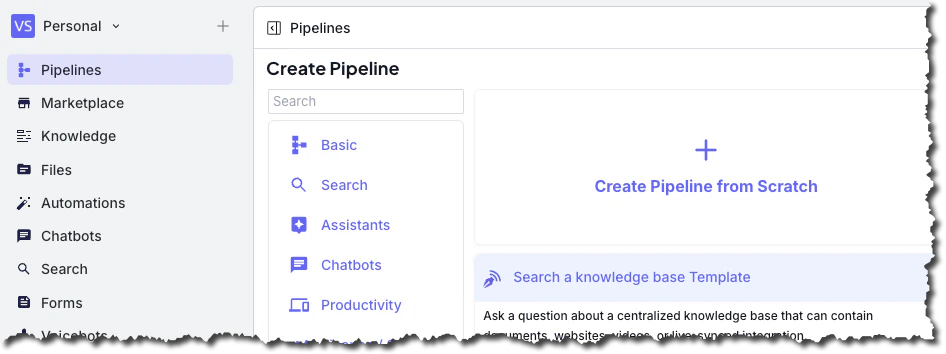 Create the VectorShift project