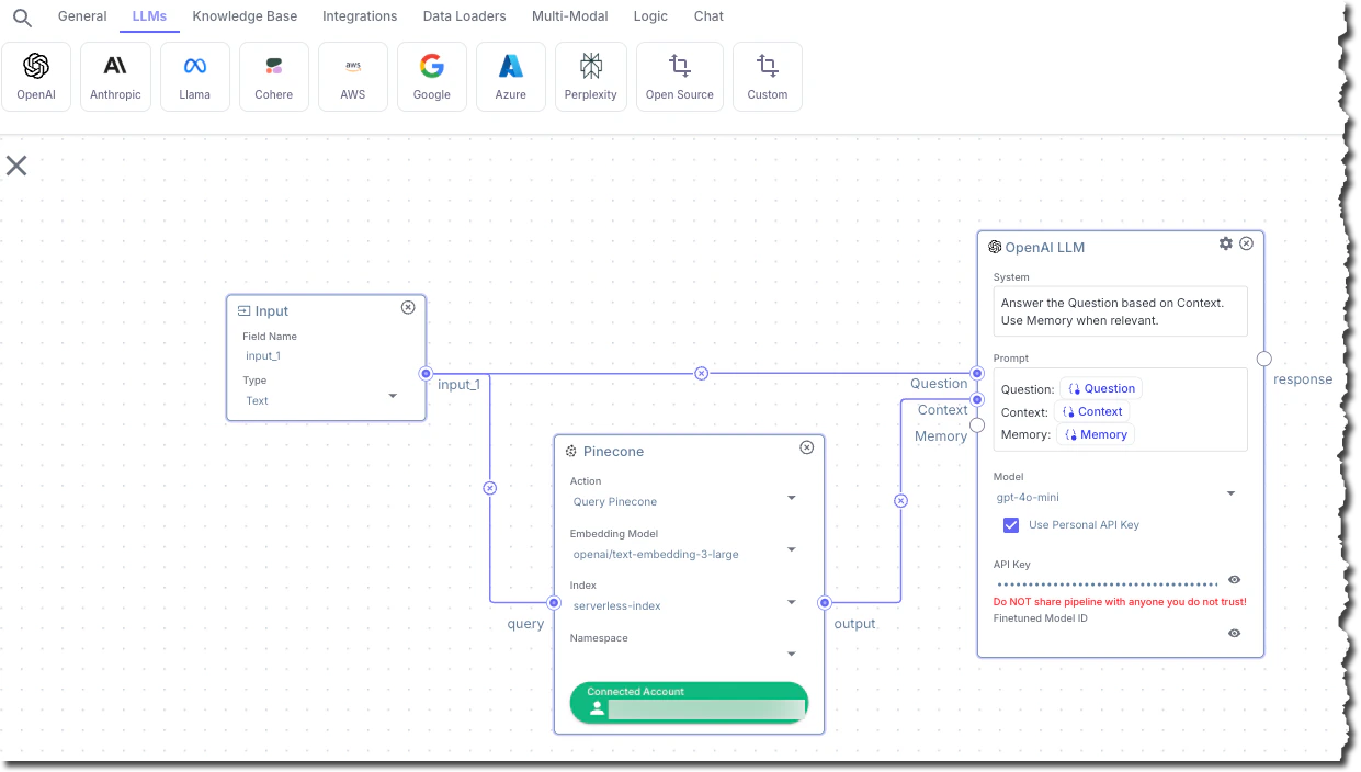 Adding the OpenAI LLM node